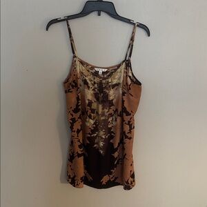 CAbi Brown and Tan Floral Camisole with adjustable straps size large
